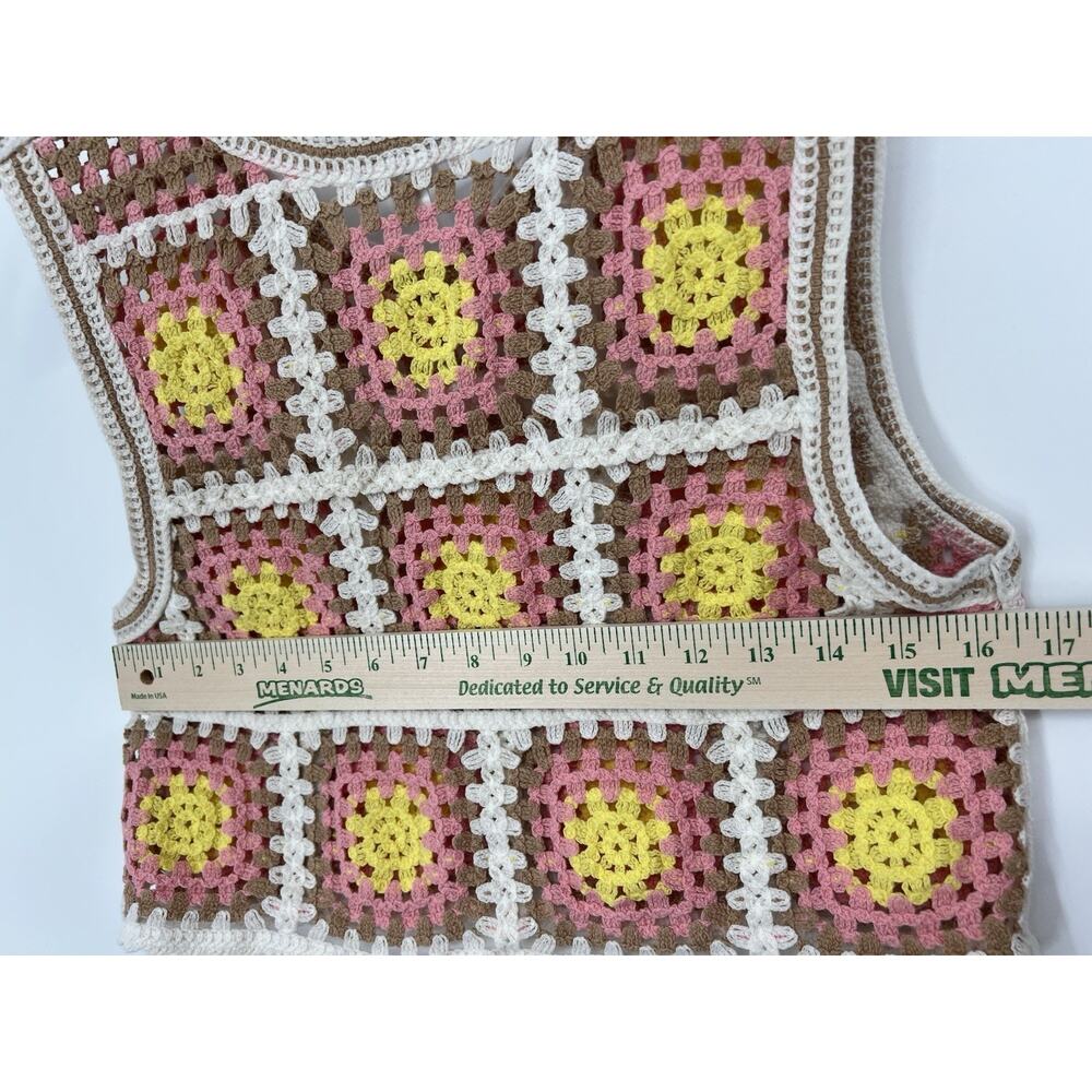 Lot Of 2 Crochet Top Size Small Boho Festival Cottagecore Hippie Fruit Patchwork - Picture 12 of 14
